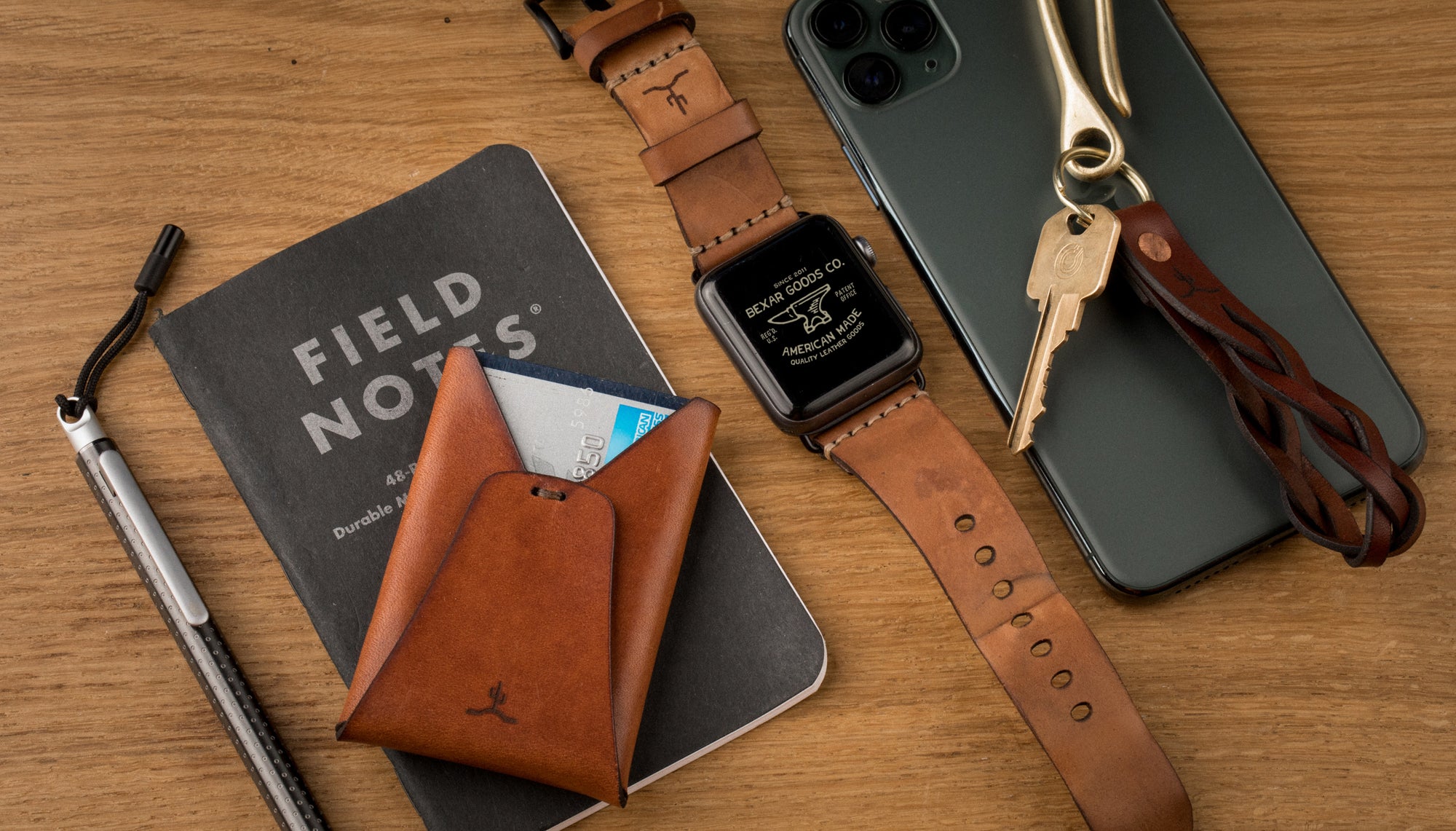 brown leather cardholder