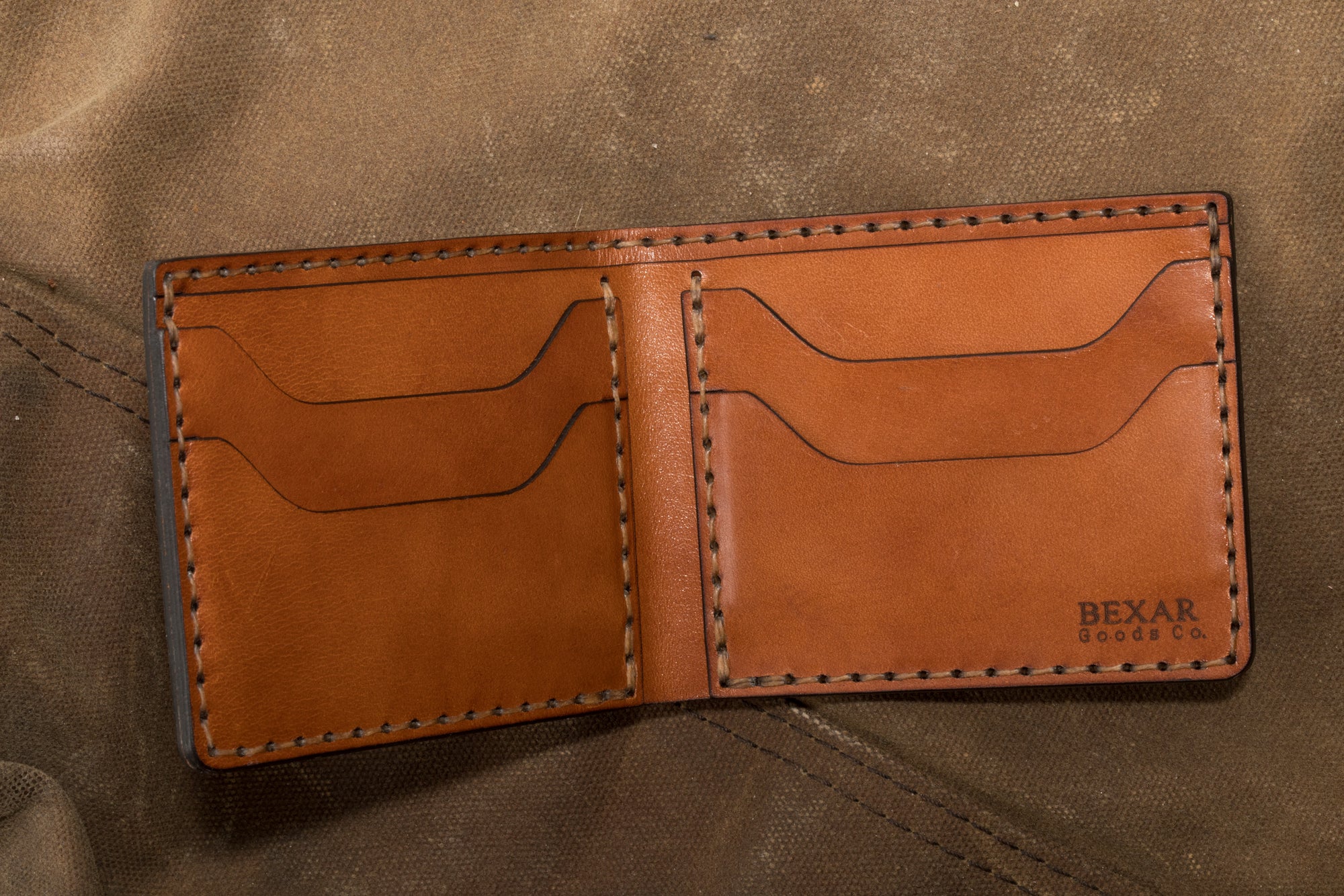 whiskey cordovan leather with brown interior four pocket bifold wallet